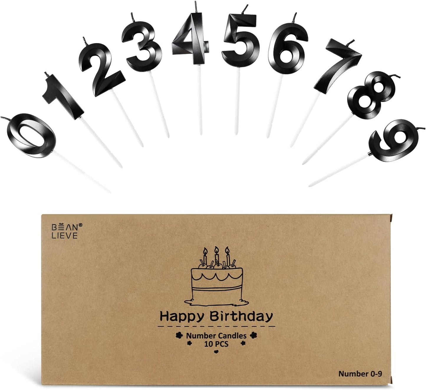 BEAN LIEVE Blue Birthday Candles - Number Cake Candles, Happy Birthday Numeric Candles Number 0 1 2 3 4 5 6 7 8 9 Used for Cake Decoration on Birthday Parties and Wedding Anniversary Celebration