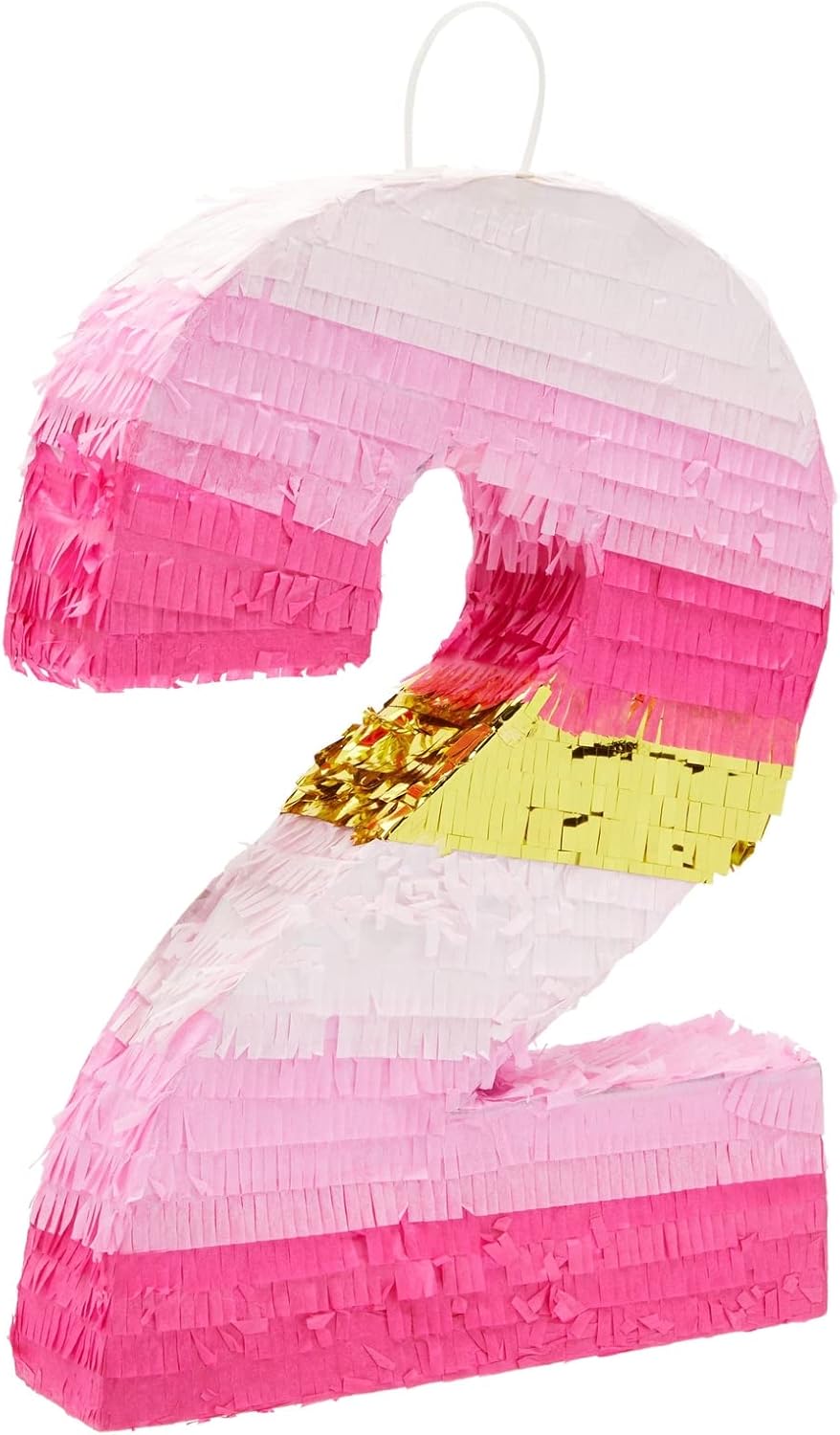 Number 5 Pinata, Pink and Gold Foil for Girls 5th Birthday Party Decorations (Small, 16.5 x 11.6 x 3 In)