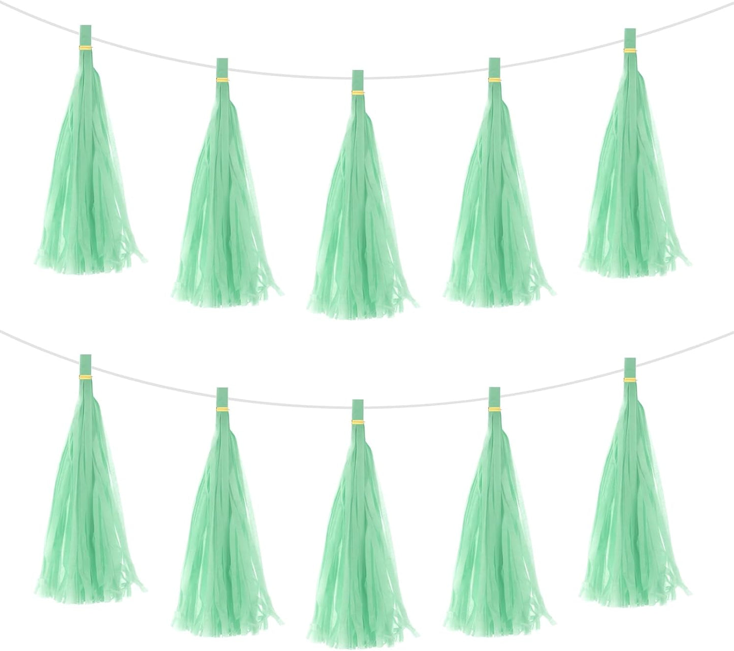 MECCANIXITY 20Pcs Light Blue Tassel Garland Banner with Rope Tissue Paper Tassels Party DIY Kits for Anniversary Wedding Birthday Party