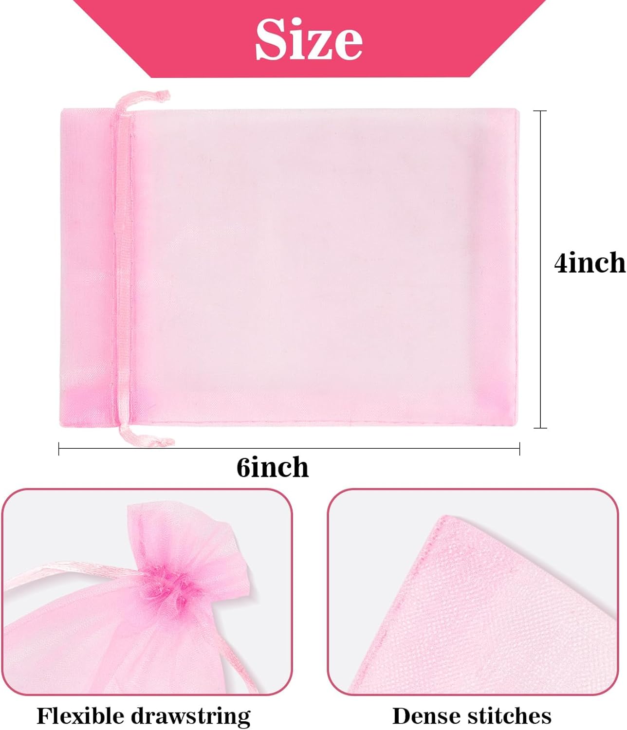 Sukh 100pcs Organza Bags 5''x7'' - White Sheer Mesh Drawstring Bags for Jewelry, Soap, Fruits, Candy, Small Gift Bags for Weddings, Valentine's Day, Mother's Day, Halloween, Thanksgiving, Christmas