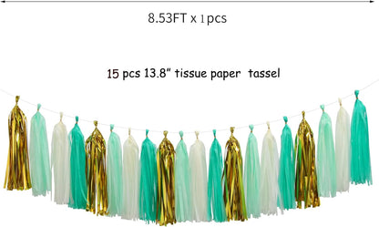 Navy-Blue White-Silver Tassel Garland Streamers - 15pcs Party Decorations Tissue Paper Tassels Banner,Graduation 2025 Wedding Baby Bridal Shower Hanging Decoration Boy Birthday Backdrop Decor Panduola