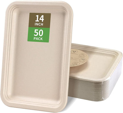 bloomoon 50 Pack 14 inch Disposable Crawfish Trays,Large Paper Plates 14 inch Food Trays Disposable for Seafood Lobster Crab BBQ, Crawfish Boil Party Supplies