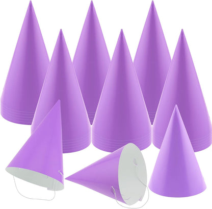 24 PCS Party Cone Hats DIY Birthday Paper Cone Hats for Kids and Adults Birthday, Baby Shower, Bridal Shower