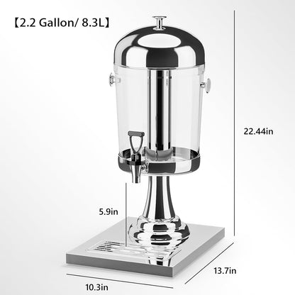 ROVSUN 4.4 Gallon/ 16.6L Drink Dispenser for Parties, Beverage Dispenser with Stand, Drink Dispenser Water Juice Dispenser Stainless Steel with Ice Container, Hot & Cold Drinks for Catering Buffet