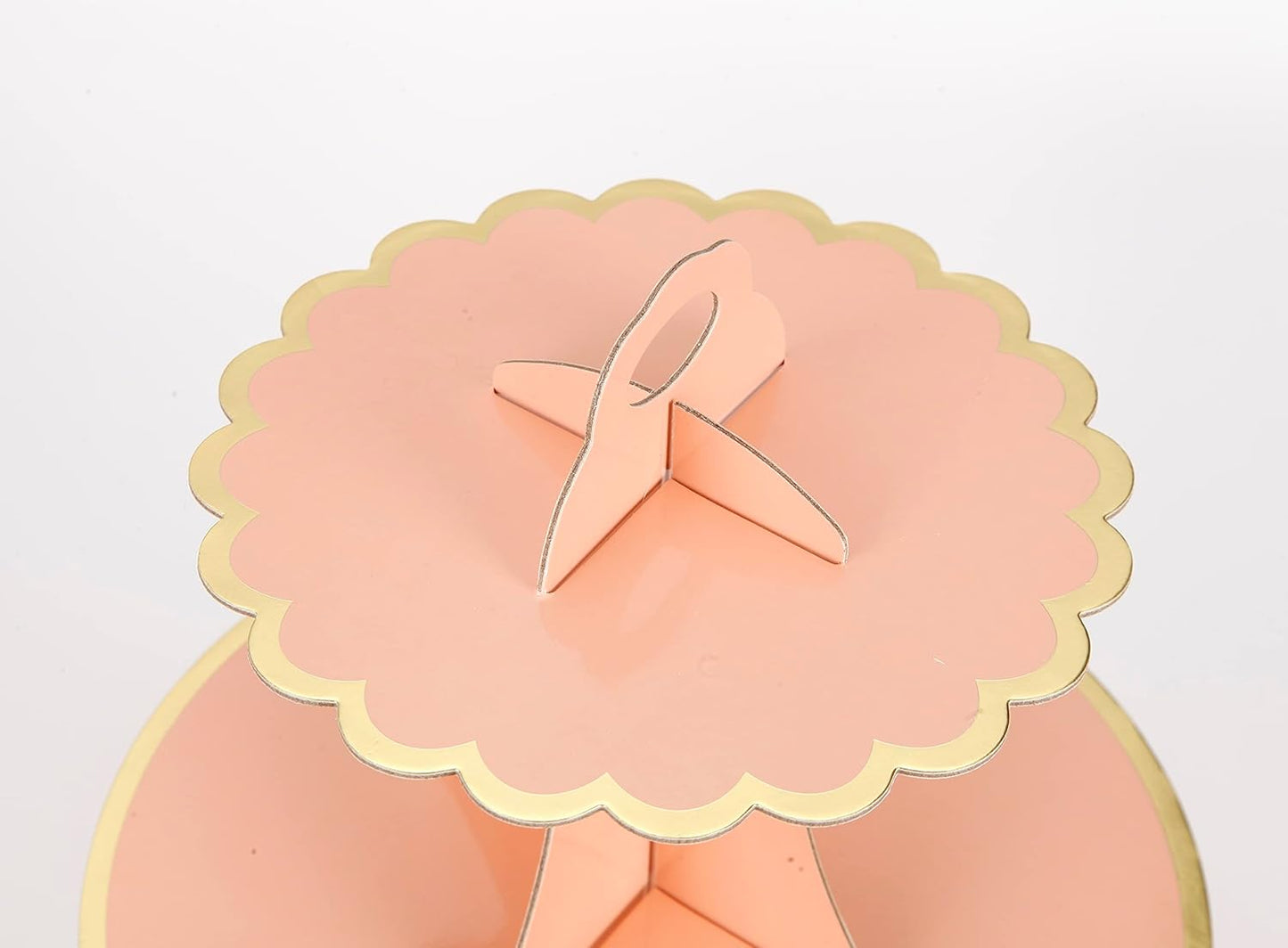 YLDW Cupcake Stand, 3-Tier Cupcake Stand Display, Cardboard Cup Cake Tower Stand, Disposable Dessert Stand for Birthday Tea Party Baby Shower Treat Decorations, Pink
