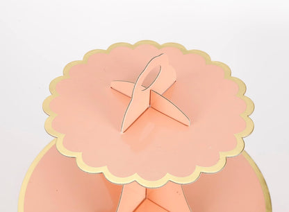 YLDW Cupcake Stand, 3-Tier Cupcake Stand Display, Cardboard Cup Cake Tower Stand, Disposable Dessert Stand for Birthday Tea Party Baby Shower Treat Decorations, Pink