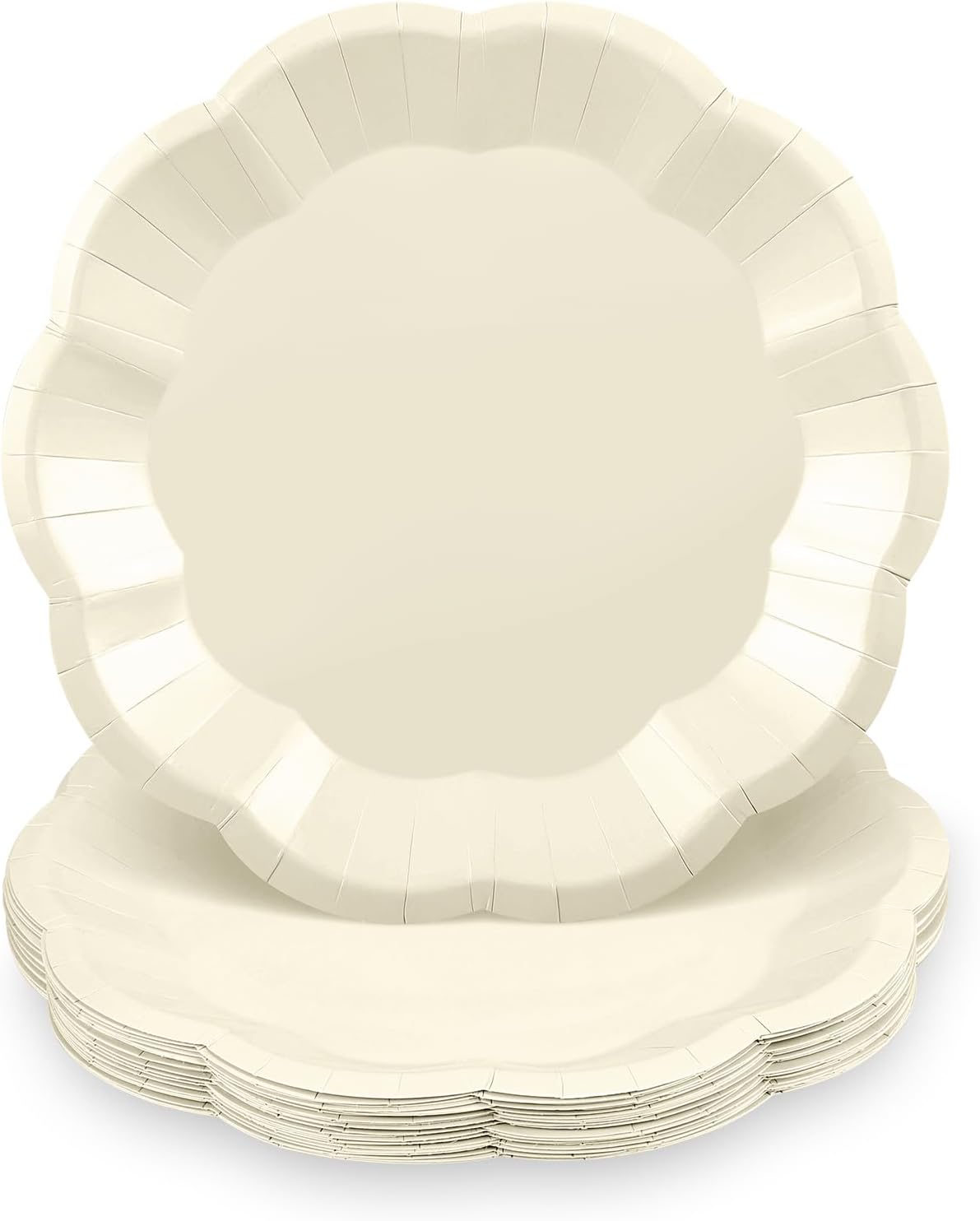 NatNarr 30 Pcs Sage Green Paper Plates, 7 Inch Scalloped Paper Plates Small Dessert Cake Plate Cute Party Plate Disposable Sage Greens Party Supplies for Wedding, Baby Bridal Shower, Birthday
