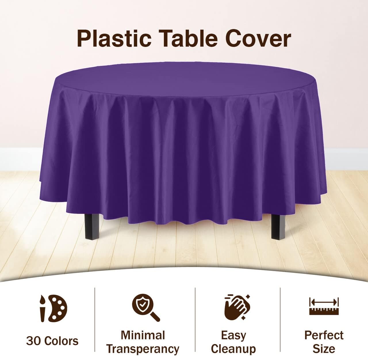 12-Pack Premium Plastic Tablecloth 54in. x 108in. Rectangle Table Cover - Dark Blue - Colors A