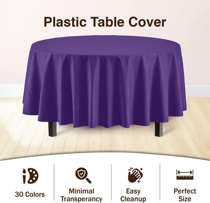 12-Pack Premium Plastic Tablecloth 54in. x 108in. Rectangle Table Cover - Dark Blue - Colors A