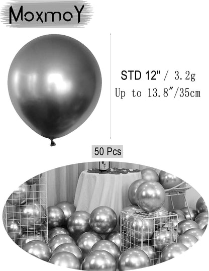 Party Balloons 12inch 50 Pcs Latex Confetti Balloons Birthday Balloons Party Decoration Wedding Baby Shower Christmas Party-Confetti Silver