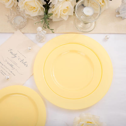 FLOWERCAT 60PCS White Plastic Plates - Heavy Duty White Disposable Plates for Mother's Day/Birthday Party/Wedding -serve for 30 guests Include 30PCS 10.25" & 30PCS 7.5" Plates for Party