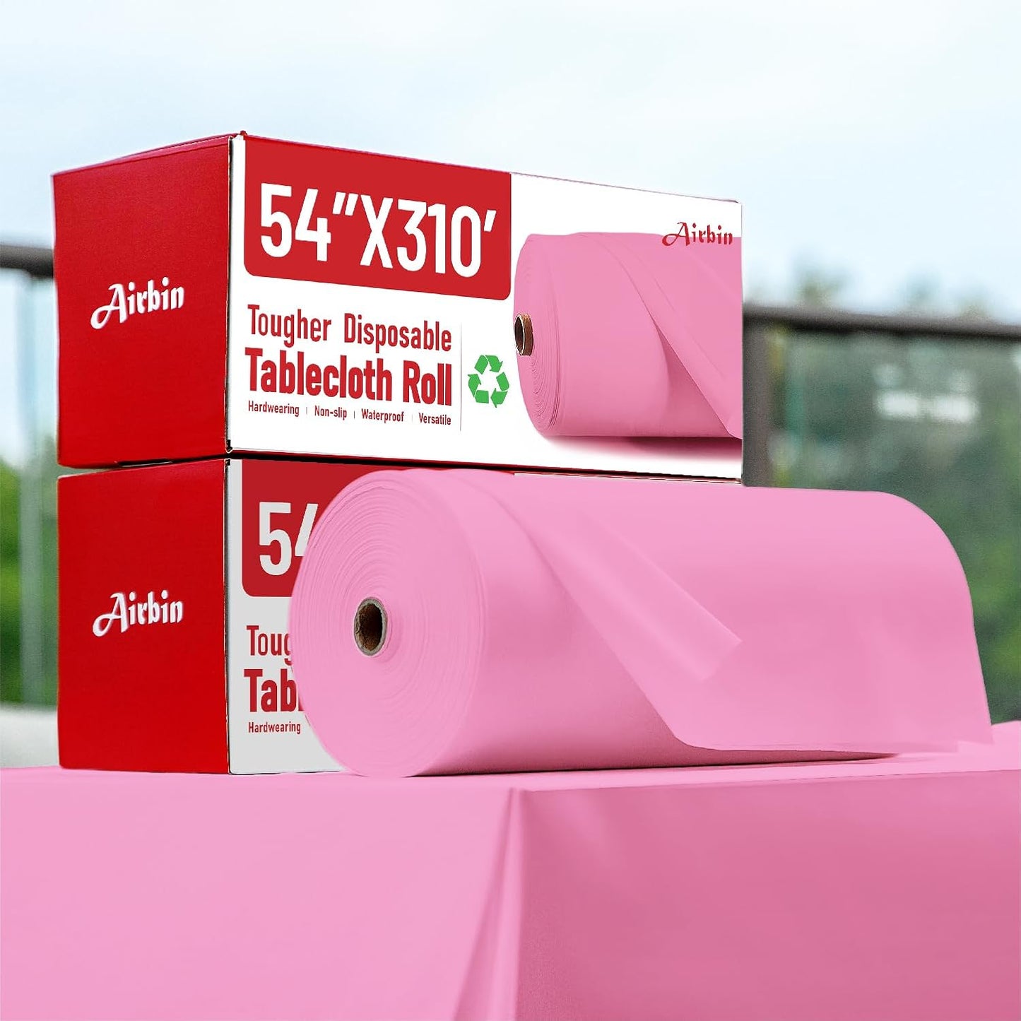 Plastic Table Cloth, 310 Ft X 54 in Disposable Tablecloth White Plastic Tablecloth with Any Cut Sliding Cutters Premium Table Cover Roll for Picnics, Parties, Birthdays, Weddings