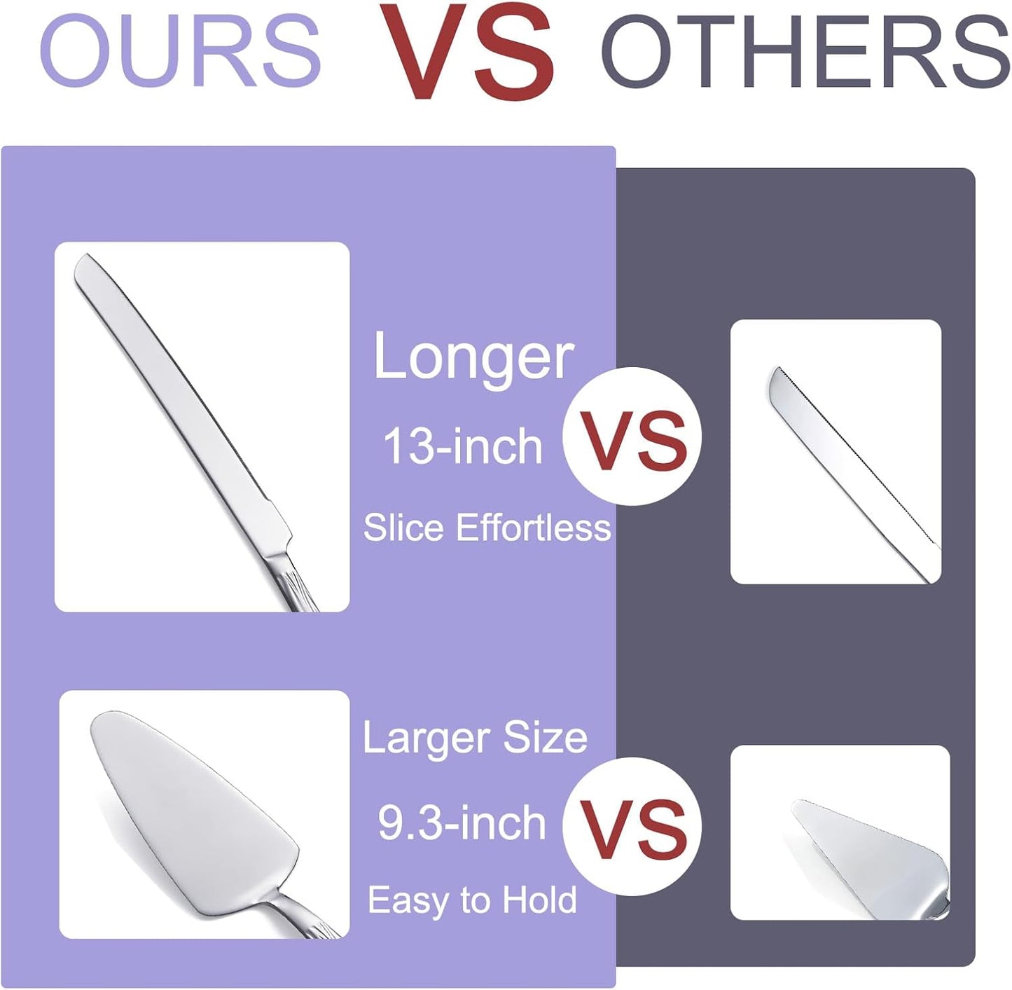 Black Cake Cutter Set, Stainless Steel Cake Cutting Utensils Include 13-inch Cake Knife and 9.3-inch Cake Server suitable for Weddings, Birthdays, and Anniversaries