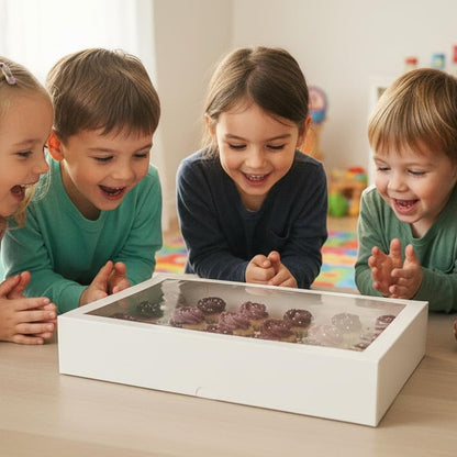 Ala Merchandise – White Mini Cupcake Boxes with Windows and Inserts, Designed to Hold 24 Mini Cupcakes, Muffins, or Pastries – Bulk Pack of 6 Boxes.
