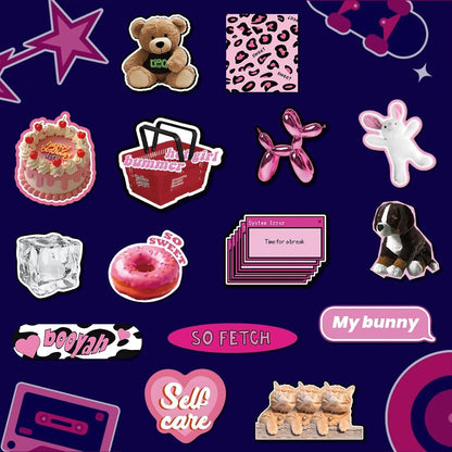 QTL Neon Stickers for Teens & Students Prizes, Waterproof Vinyl Party Favor Stickers, School Rewards, Water Bottle and Laptop, 50PCS - Colors B