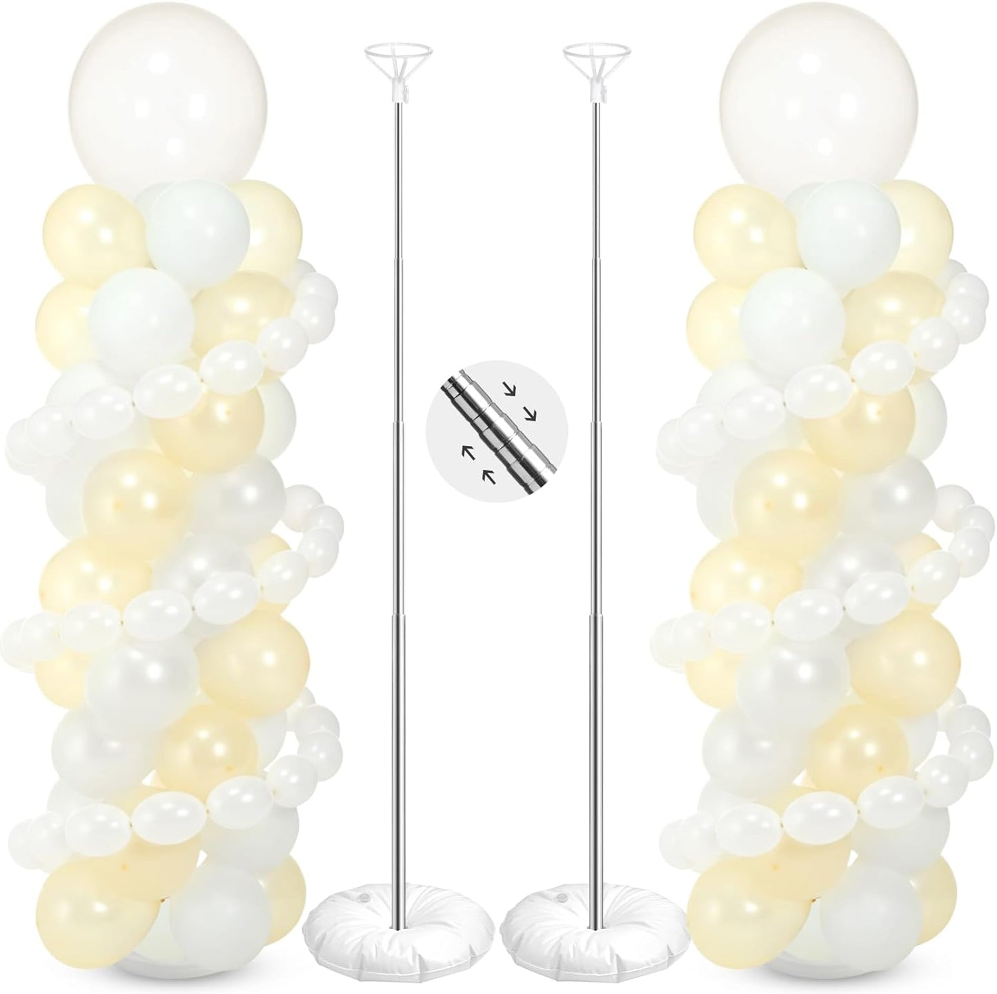 Jenaai 2 Sets 163 Pcs Pink Metallic Rose Gold Balloons Column Stand Kit Bridal Party Latex Balloons Adjustable Tower Stand for Graduation Bridal Shower Wedding Engagement Mothers Day Birthday Decor