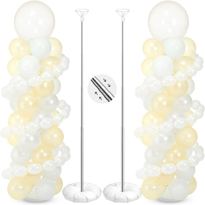 Jenaai 2 Sets 163 Pcs Pink Metallic Rose Gold Balloons Column Stand Kit Bridal Party Latex Balloons Adjustable Tower Stand for Graduation Bridal Shower Wedding Engagement Mothers Day Birthday Decor