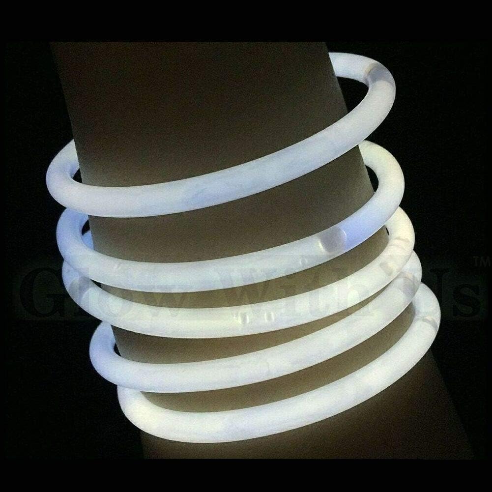 Glow Sticks Bracelets Bulk Wholesale, 100 8” Yellow Glow Bracelets, Bright Color, Glow 8-12 Hrs, 100 Connectors Included, Glow Party Favor Supplies, Sturdy Packaging, Great Fun.