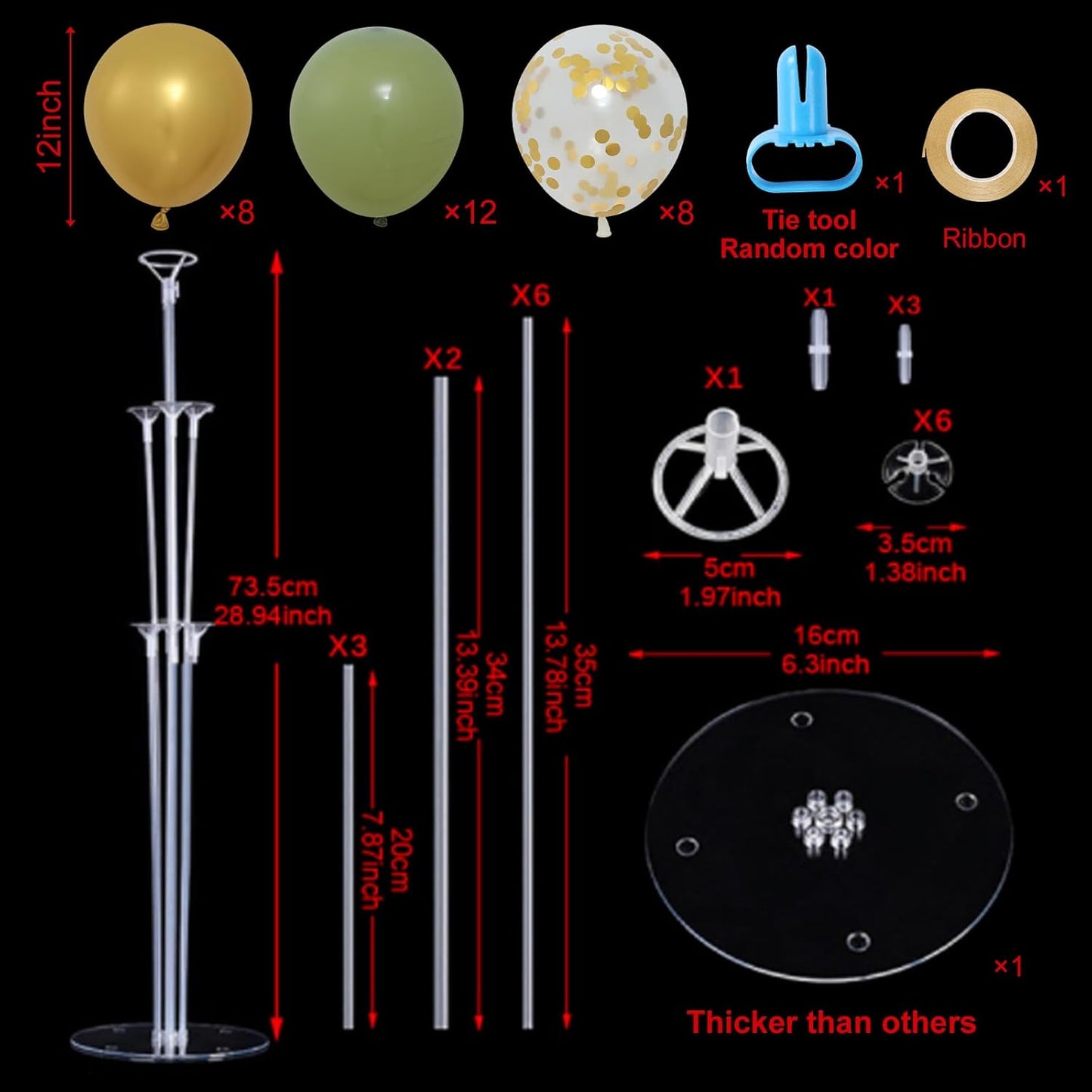 4 Sets Balloon Stand Kits, Balloon Sticks Holder with Base for Table Light Pink Party Decorations for girl Birthday Wedding Graduation Party Gender Reveal Baby Shower Graduation Decorations 2026