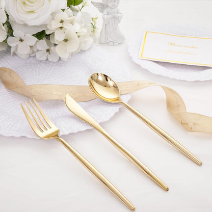 SUT 150Pcs Silver Plastic Silverware, Silver Disposable Cutlery, Heavy Duty Disposable Silverware, Plastic Utensils Include 50 Plastic Forks, 50 Plastic Spoons, 50 Plastic Knives