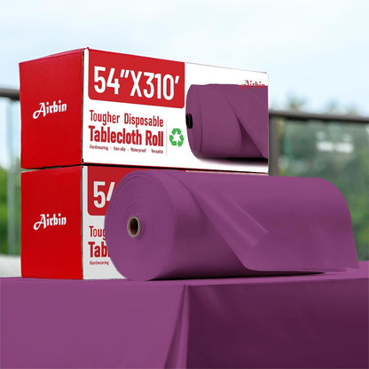 Plastic Table Cloth, 310 Ft X 54 in Disposable Tablecloth White Plastic Tablecloth with Any Cut Sliding Cutters Premium Table Cover Roll for Picnics, Parties, Birthdays, Weddings
