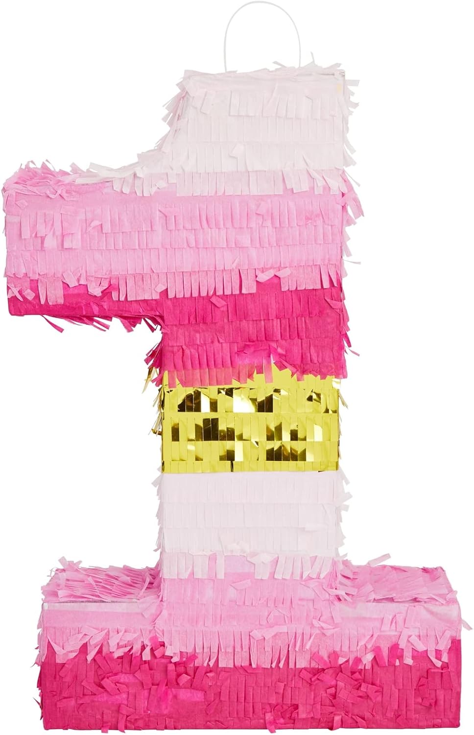 Number 5 Pinata, Pink and Gold Foil for Girls 5th Birthday Party Decorations (Small, 16.5 x 11.6 x 3 In)