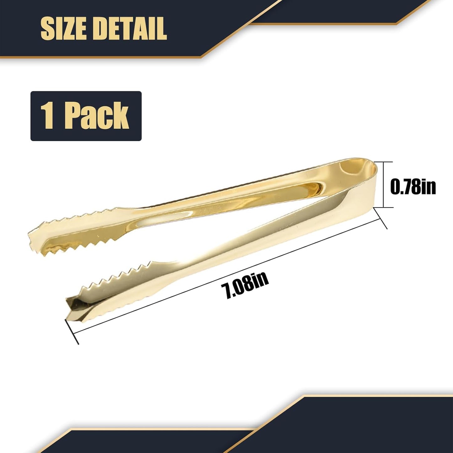WAFJAMF Ice Tongs for Ice Bucket,7 Inch Bar Serving Tong, 304 Stainless Steel,-Gold Plated-for Party Kitchen Restaurant