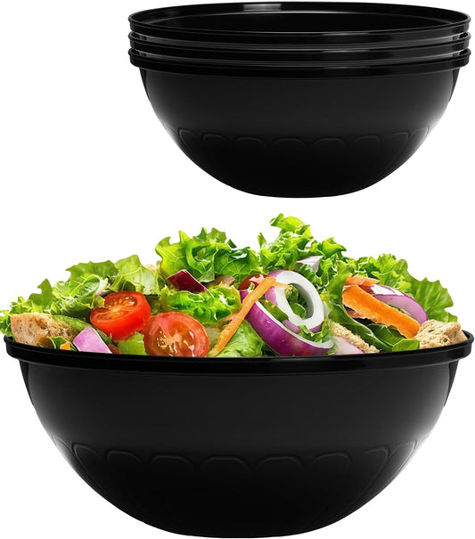 BESTVIP 4 Pack 150 Ounce Clear Plastic Serving Bowls, Disposable 11.6" Party Bowls for Chips/Salad/Candy/Snacks, Stackable Buffet Containers for Christmas, Holiday, Weddings, Showers/Events, Reusable