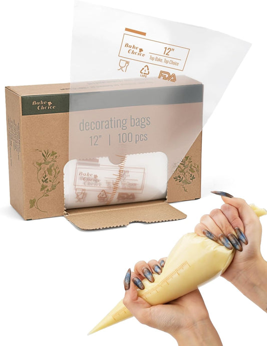Bake Choice 16 Inch Large Piping Bags, 100PCS Thickened Disposable Pastry Bags, Anti Burst Icing Bags for Cream Frosting, Non-slip Frosting Bags, Cake & Cookie Decorating Supplies
