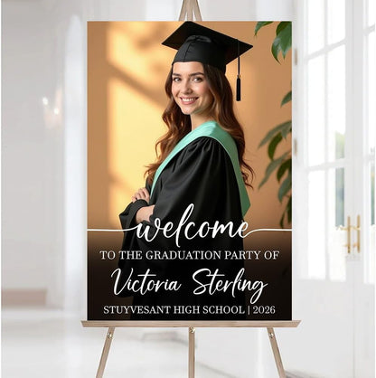 Graduation Party Welcome Sign, Custom Photo Grad Party Sign, Personalized High School & College University Grad Decoration #4
