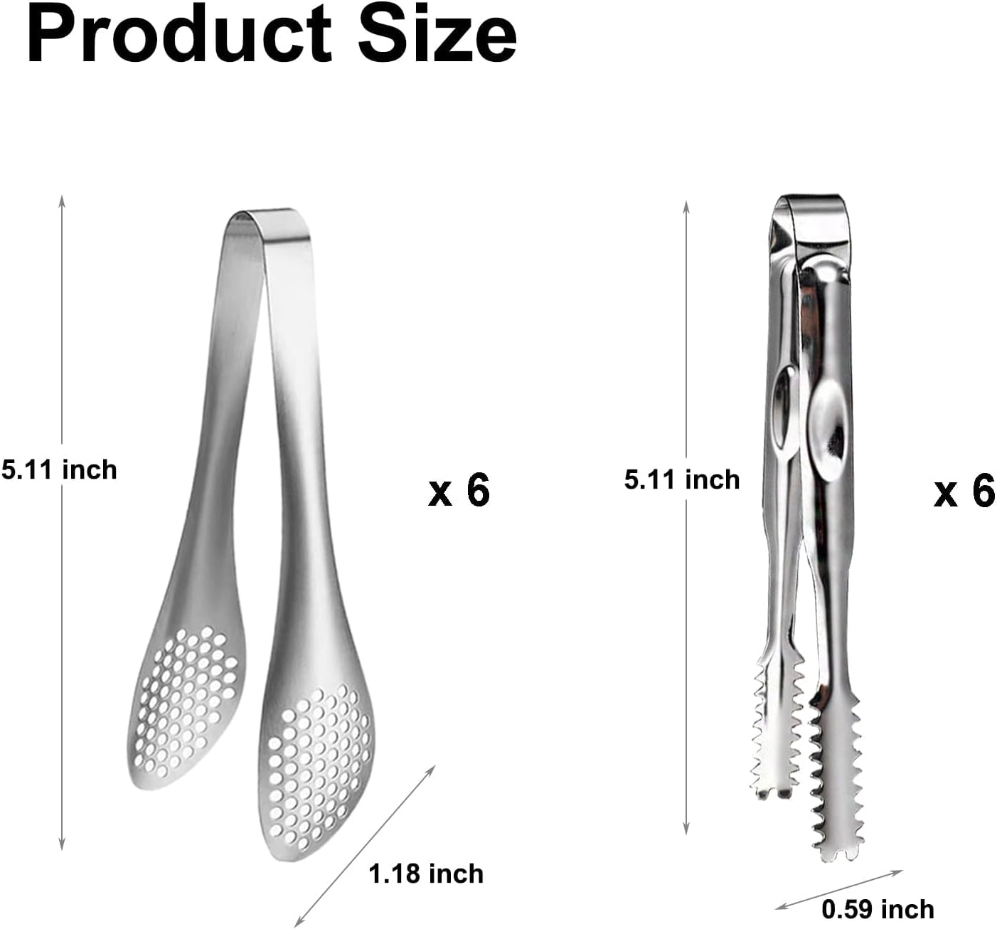 12-Piece Mini Tongs - 5-Inch Stainless Steel Salad Tongs, Small Tongs for Serving Food, Mini Serving Utensils for Appetizers, Party, Coffee, Desserts (Gold)