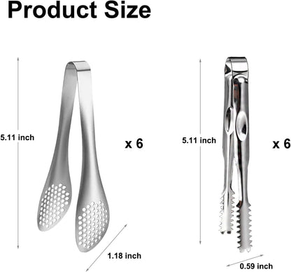 12-Piece Mini Tongs - 5-Inch Stainless Steel Salad Tongs, Small Tongs for Serving Food, Mini Serving Utensils for Appetizers, Party, Coffee, Desserts (Gold)