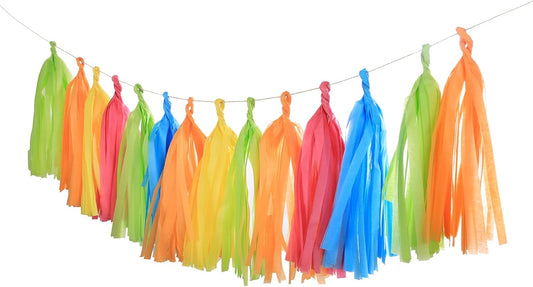 Generic 25 PCS Fiesta Paper Tassel Garland, DIY Hanging Paper Decoration, Party Garland Streamers for Wedding, Birthday Celebration Party Decor and Outdoor Decor