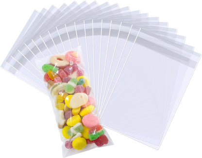 PigPotParty Cookie Bags 4''x 6", 100 Pcs Self Sealing Cellophane Treat Bags, Small Clear Plastic Goodie Bag for Gift, Snack, Party Favor, Candy