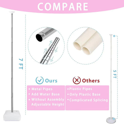 AooeDomi Metal Balloon Column Stand Set of 2, Reusable Telescopic Design, Height Adjustable from 1.57 to 7 Ft, Balloon Stander for Party Decorations