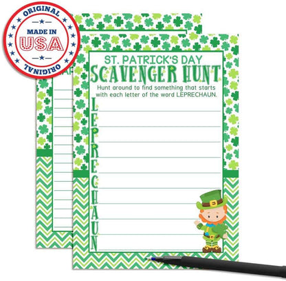 St. Patrick's Day Scavenger Hunt Word Scramble Holiday Fill In Game Cards, Ten 5" x 7" Fill In The Blank Cards by AmandaCreation