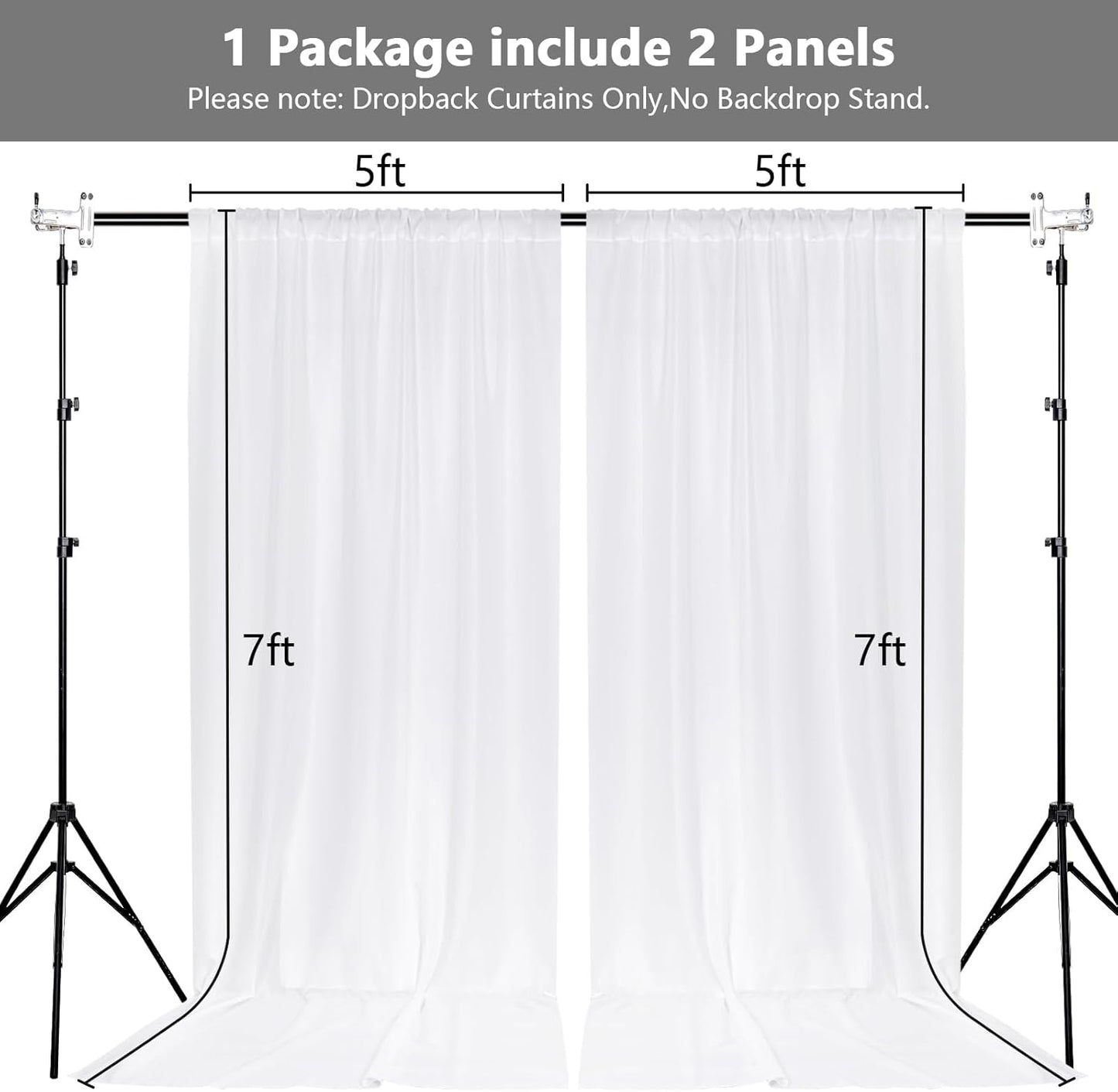 MEETSKY Black Backdrop Curtains for Parties - 10ft x 8ft Party Photo Background Curtain Rod Pocket Fabric Drapes Panels for Boys Birthday Holiday Home Halloween Decoration, 5ft x 8ft, 2 Panels
