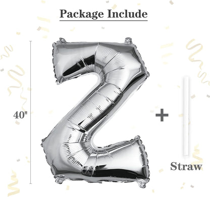 40 inch Silver Letter A Balloon, Big Size Alphabet Foil Mylar Helium Balloons for Birthday Party Celebration Wedding Anniversary Baby Shower Decorations Supplies Alphabet A