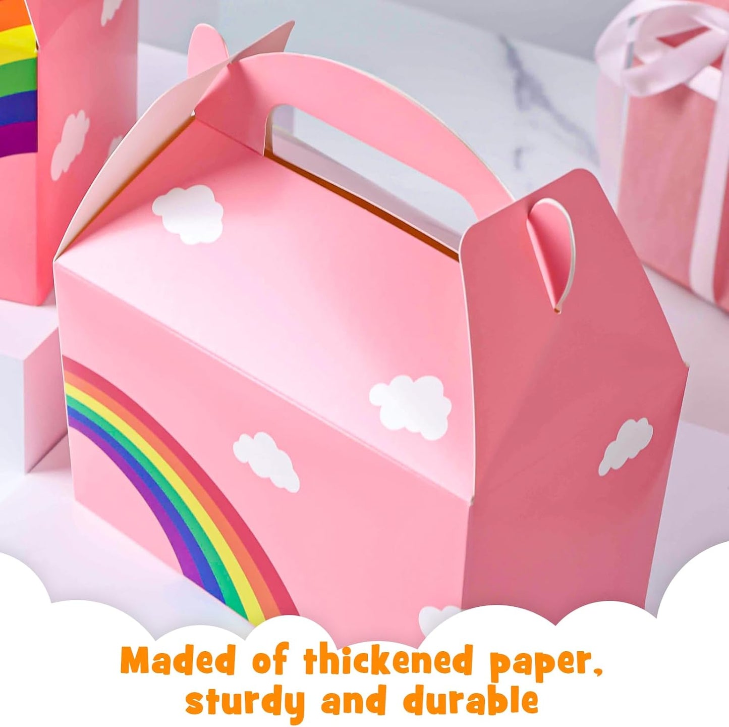 VGOODALL 16PCS Gable Treat Boxes Goodie Bags, 6x3.5x3.5inch Colorful Paper Gift Boxes for Kids Snacks, Candy, Toys, Birthday Party, Wedding