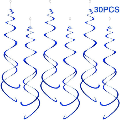 Party Swirl Decorations, Hanging Swirl for Ceiling Decorations, Purple, Pack of 30