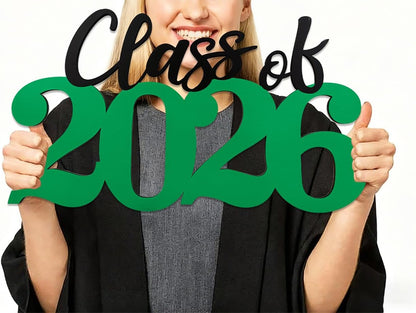 Class of 2026 Wooden Sign Graduation Party Decorations 2026 White Graduation Photo Booth Prop Senior2026 Sign for High School College Party