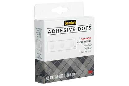 Scotch Adhesive Dots, Medium, 0.3 inches, 300 Dots/Pack, Easy Dispensing, Permanent, Photo-Safe, 1-Pack