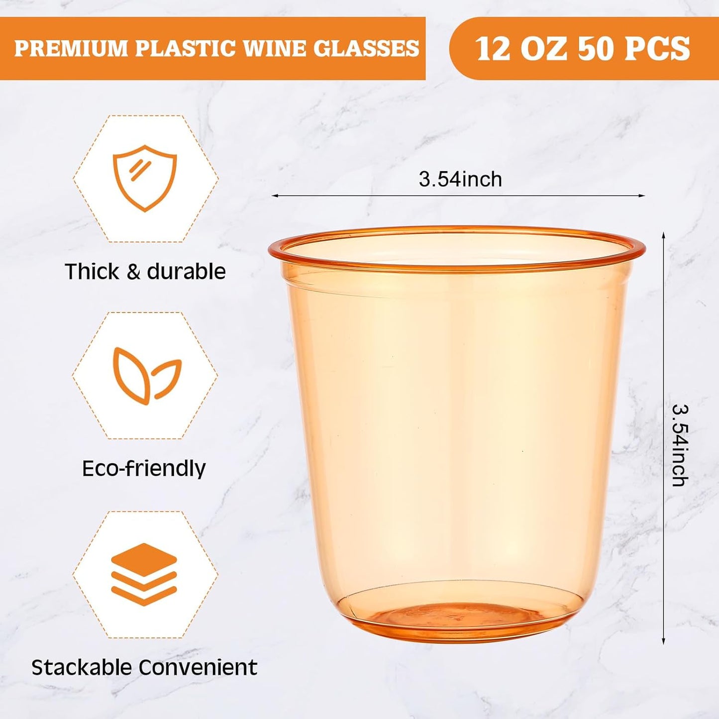 Ziliny 50 Pcs Disposable Stemless Glasses 12oz Crystal Plastic Wine Glasses Clear Classic Pet Cup for Meeting Weddings Birthdays Cocktail Christmas Party Supplies (Pink)