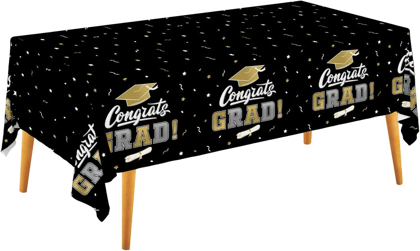 Gatherfun Graduation Party Decorations, Gongrats Grad Tablecover for Graduation Party Supplies, 3 pcs Green Table Cloths, 54"x108"