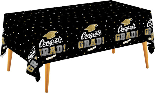 Gatherfun Graduation Party Decorations, Gongrats Grad Tablecover for Graduation Party Supplies, 3 pcs Green Table Cloths, 54"x108"