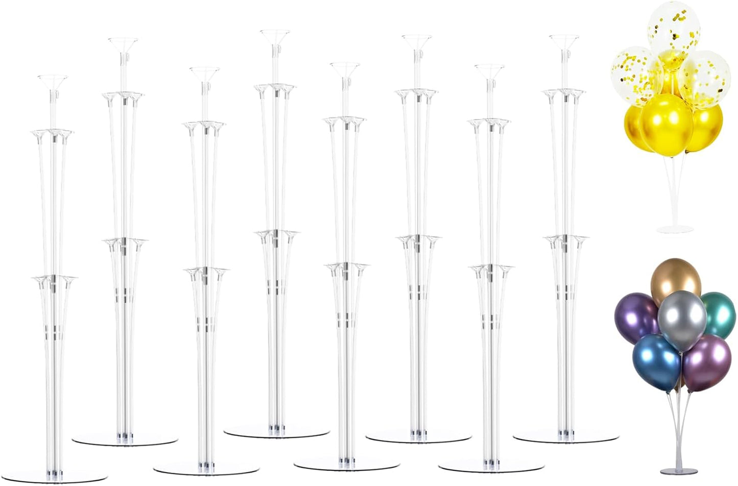 LANGXUN 28" Height Table Balloon Stand Kit for Birthday Party Wedding Decorations, Balloons Arch Kit for Graduation Party and Christmas Balloon Decorations (8 Pack)