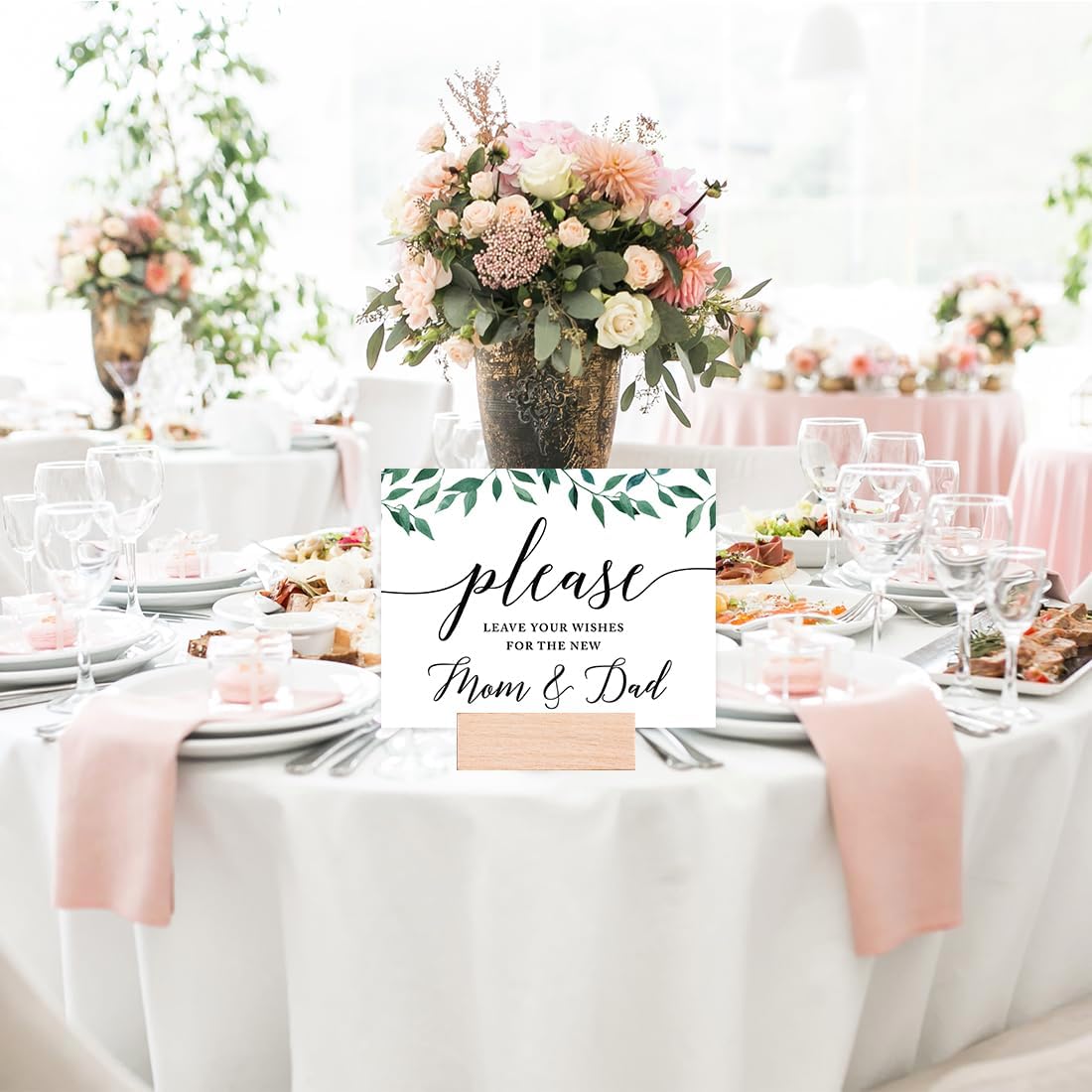 Andaz Press Wedding Party Signs, Natural Greenery Green Leaves, 8.5x11-inch, Bridal Shower Scavenger Hunt, 1-Pack - Colors D