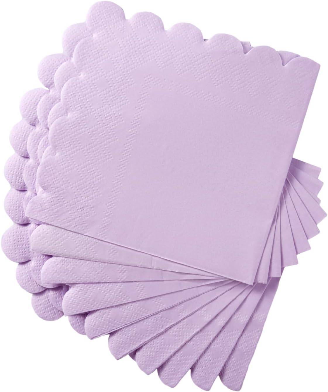 100 Pack Cocktail Napkin 2-Ply Scalloped Edged Dessert Napkins Folded 5 x 5 Inches Disposable Napkins for Dinner Wedding Birthday Party Bridal Anniversary Reception Event (Pink)