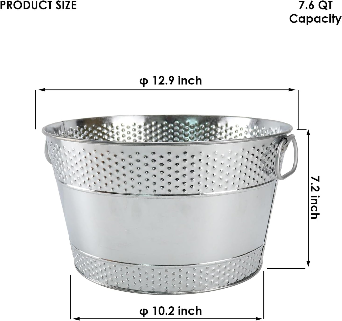 Metal Ice Bucket Galvanized Beverage Tub, Drink Buckets Large Cooler for Wine Beer Champagne Cocktails for Catering, Bars, Parties, Outdoor Events (Black-1PC)