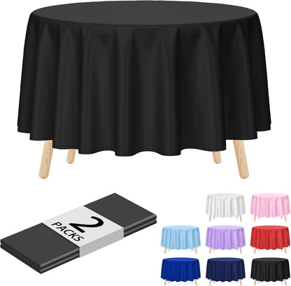Kopokita 2PCS Black Plastic Tablecloths 54 x 108 Inch, Disposable Table Cloths Rectangle Party Table Covers